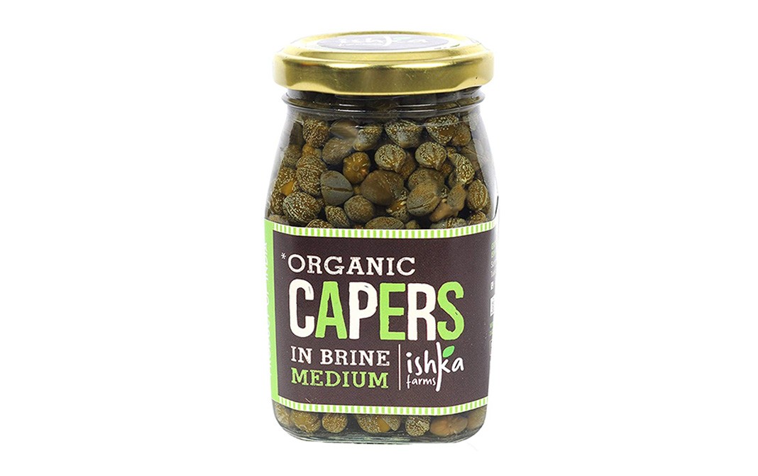 Ishka Farms Organic Capers In Brine Medium  Glass Jar  200 grams
